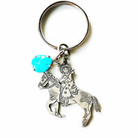 Navajo made sterling silver and sleeping beauty cowgirl keychain