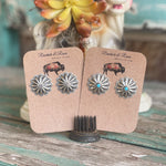 Sterling silver concho stud earrings