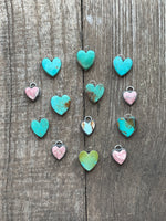 Handmade sterling turquoise and pink heart pendants
