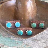 Handmade sterling silver turquoise studs