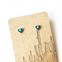 Tiny sterling silver turquoise heart stud earrings