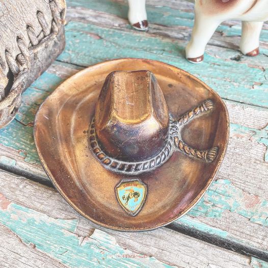 Vintage copper Pendleton cowboy hat decorative piece