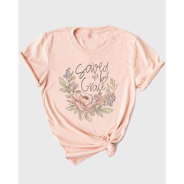 Saved by grace flower tee shirt