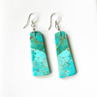 Rectangle turquoise slab earrings