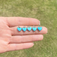 Tiny Sleeping Beauty turquoise heart pendants